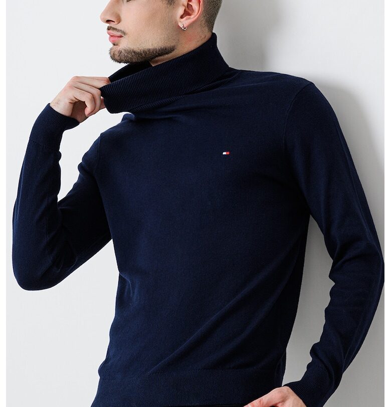 Поло с органичен памук и кашмир - Тъмносин Tommy Hilfiger