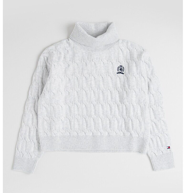 Поло с плетка осморка - Светлосив меланж Tommy Hilfiger