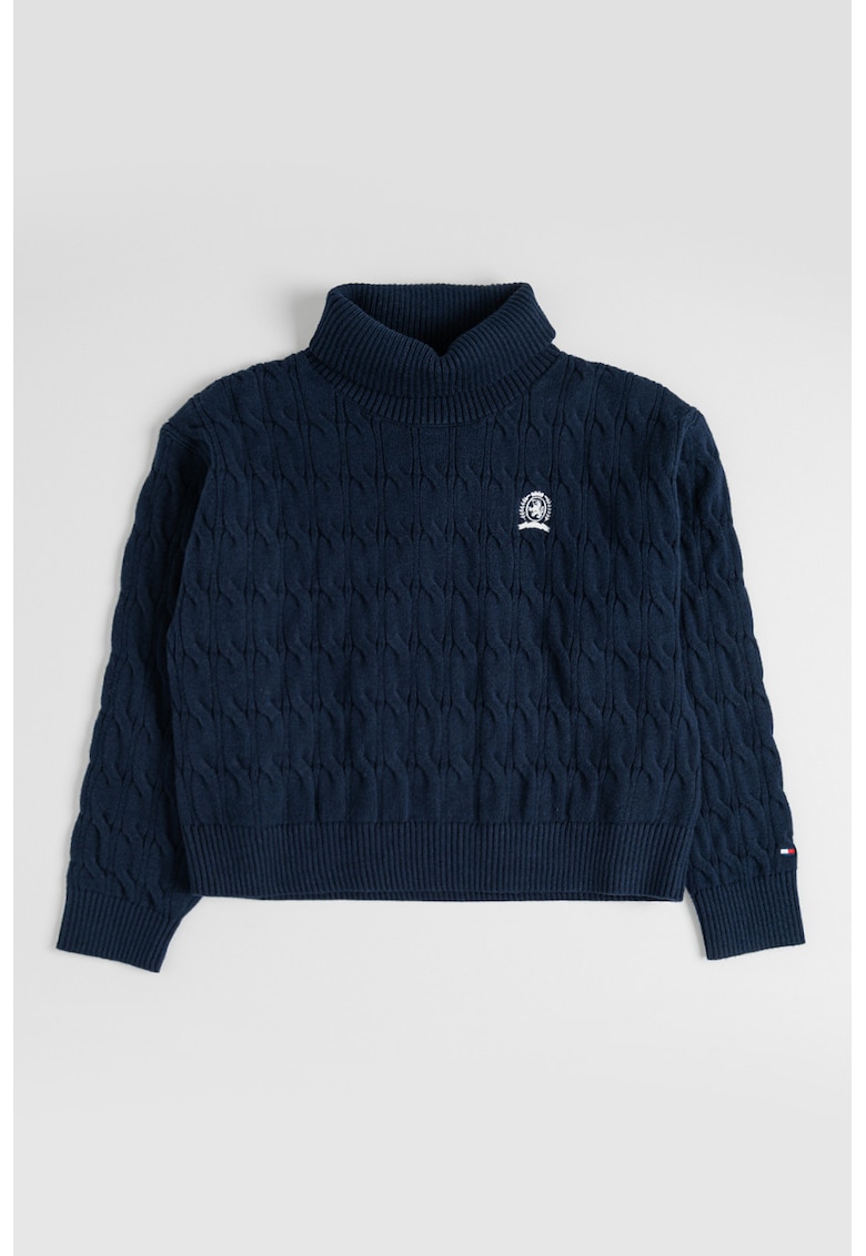 Поло с плетка осморка - Тъмносин Tommy Hilfiger