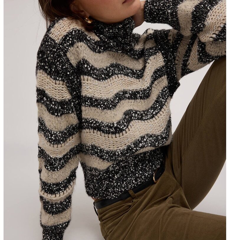 Поло с райе - Черен/Крем/Сребрист Motivi