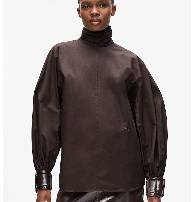 Поло с токи на маншетите - Тъмнокафяв Karl Lagerfeld