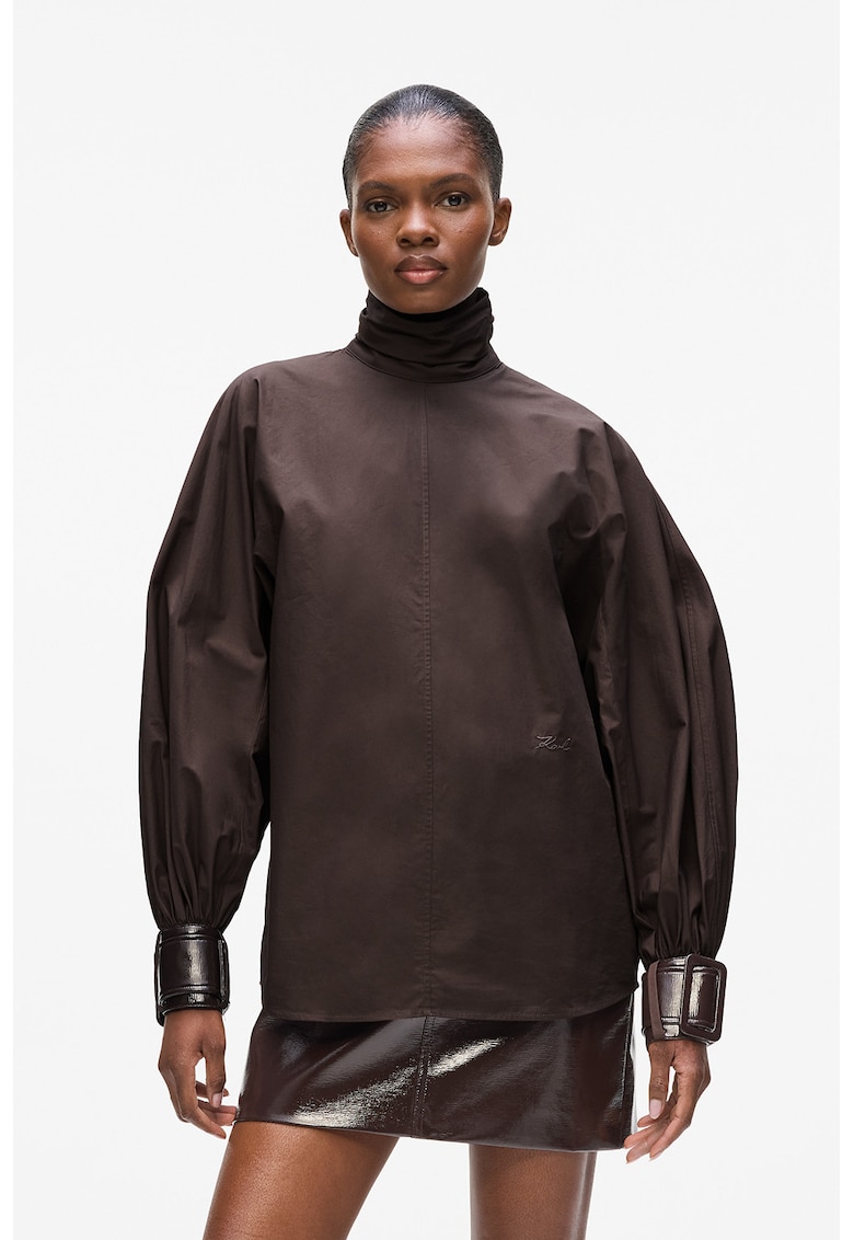 Поло с токи на маншетите - Тъмнокафяв Karl Lagerfeld