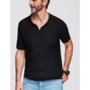 Поло тениска от вискоза OM-POSS-0157 - Черен OMBRE