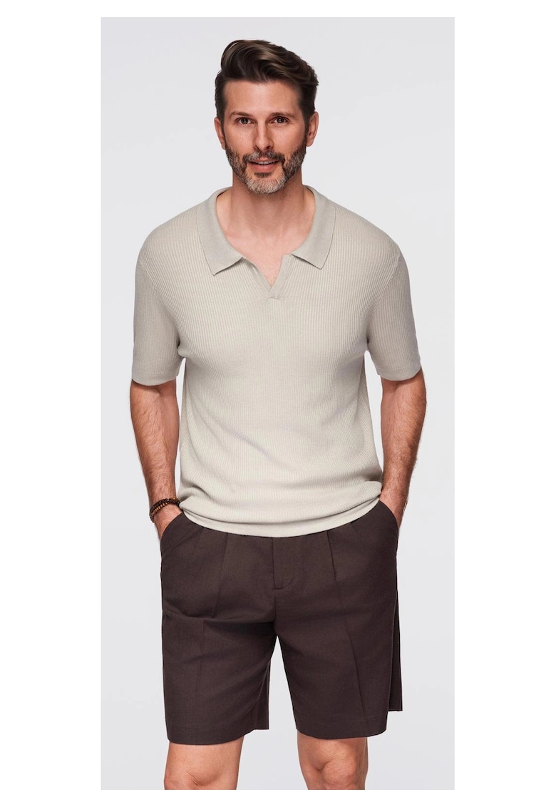 Поло тениска от вискоза OM-POSS-0160 - Светло сив OMBRE