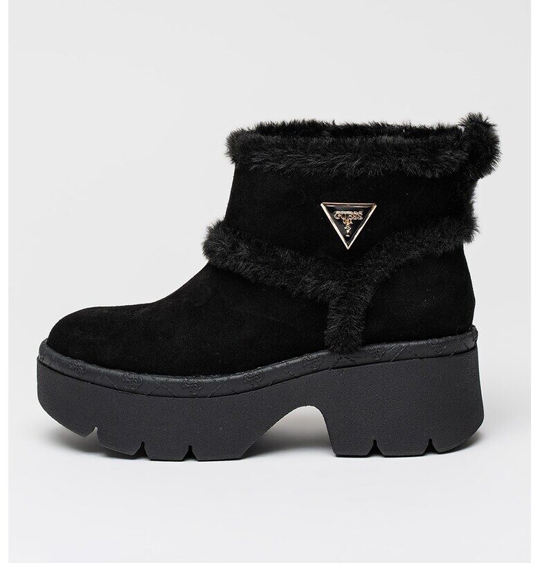 Полускосени боти от еко велур с еко пух GUESS