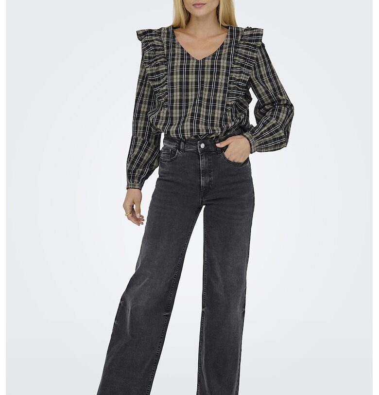 Прав панталон с висока талия - Избеляло черно JdY