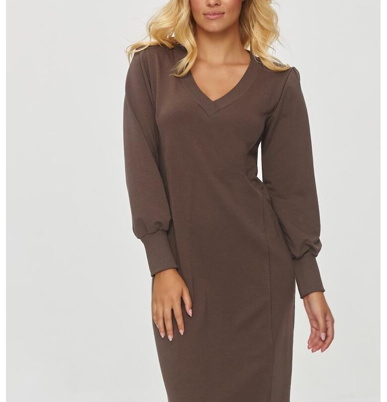 Права рокля с V-образно деколте Makadamia