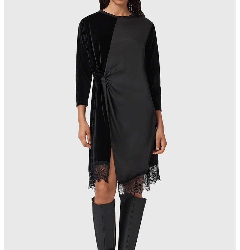 Права рокля с дантелен подгъв AllSaints