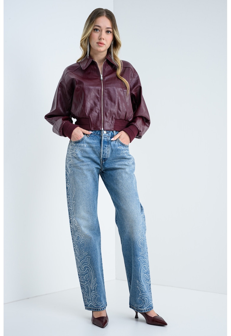 Прави дънки 501® '90s с декоративни камъни - Светлосин меланж/Прозрачен Levis