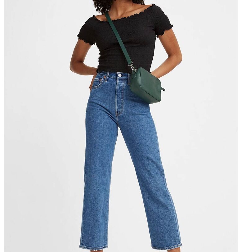 Прави дънки Ribcage над глезена - Светлосин меланж Levis