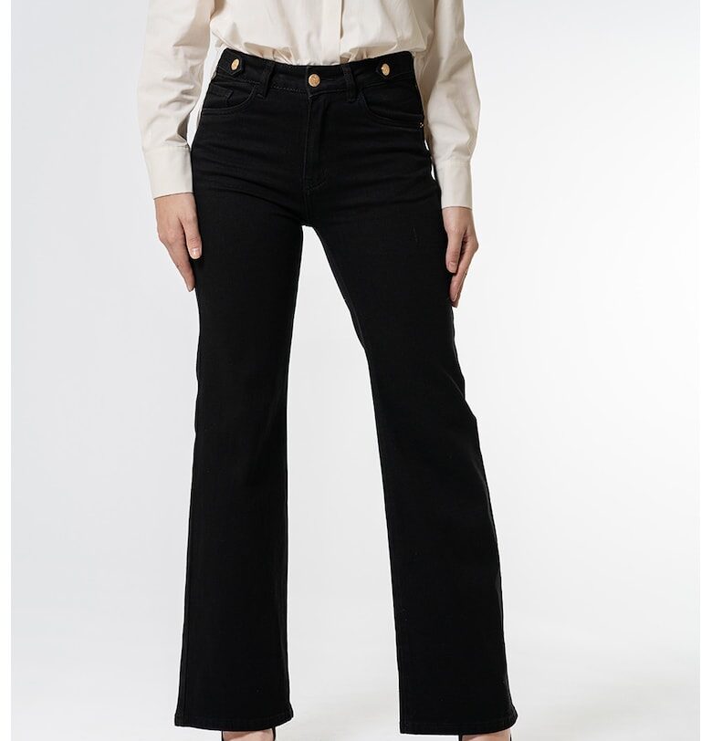 Прави дънки с висока талия - Черен Hermosa