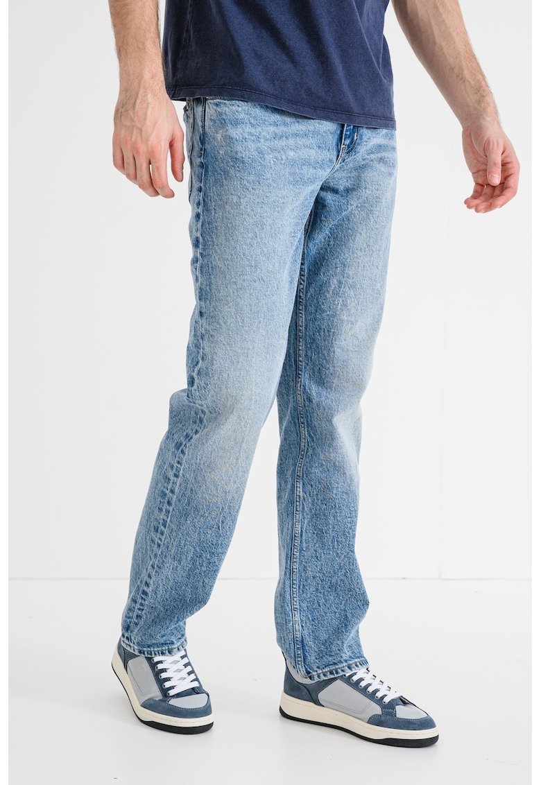 Прави дънки със захабен ефект - Син меланж KARL LAGERFELD JEANS