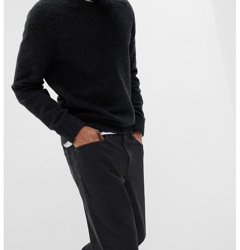 Прави дънки със средновисока талия - Черен GAP