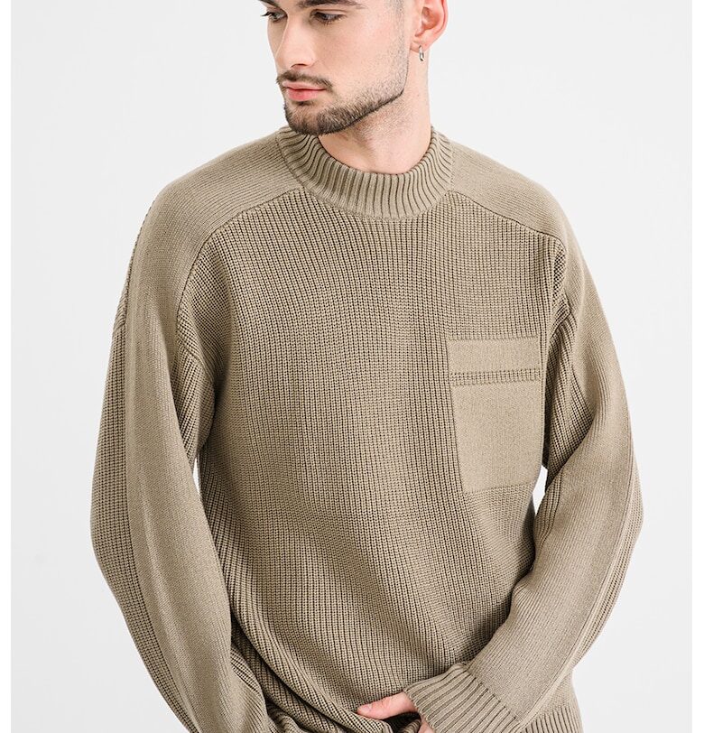 Пуловер Andern с вълна - Светлокафяв BOSS