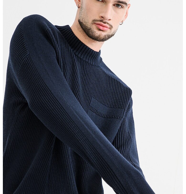 Пуловер Andern с вълна - Тъмносин BOSS