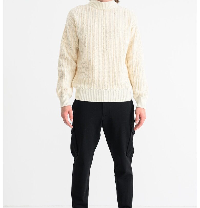 Пуловер Korth с вълна - Крем BOSS