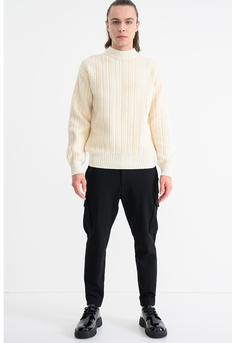 Пуловер Korth с вълна - Крем BOSS