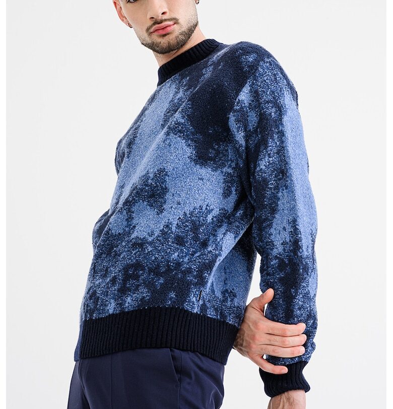 Пуловер Kradar с вълна - Син/Тъмносин BOSS