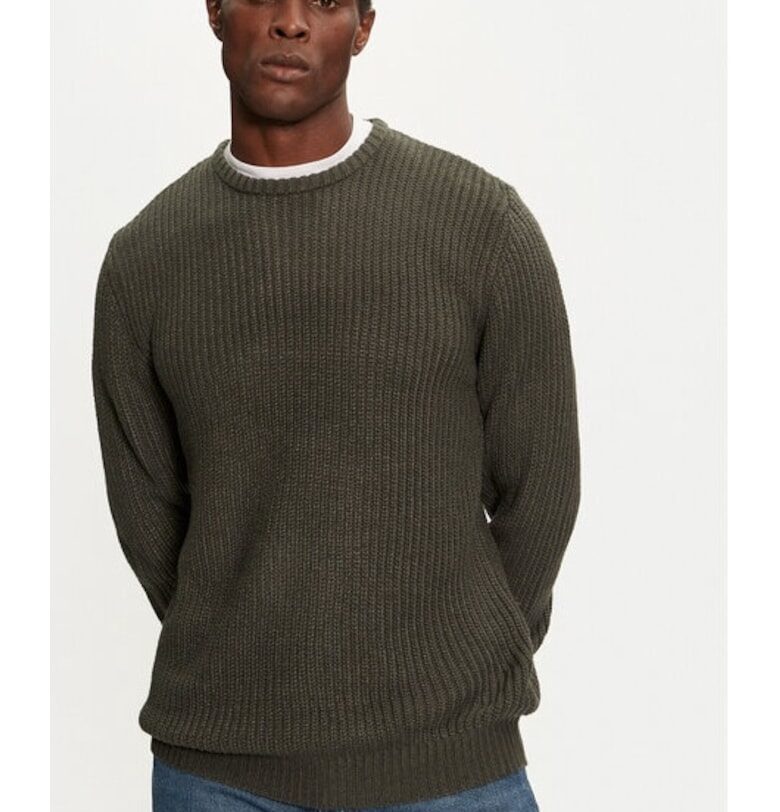 Пуловер  MK-230BINARY3 Зелен - стандартна кройка - акрил - Зелен BRAVE SOUL