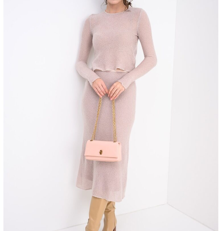 Пуловер Narvel с вълна и мохер - Бледо розово MaxCo