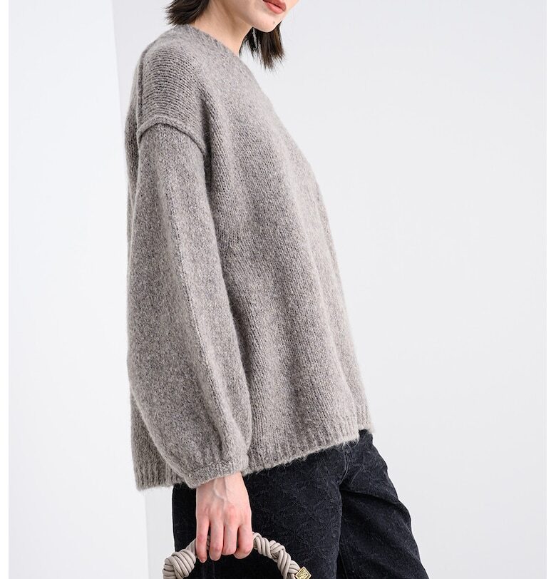 Пуловер Sagarro с паднали ръкави - Светло кафяво HUGO