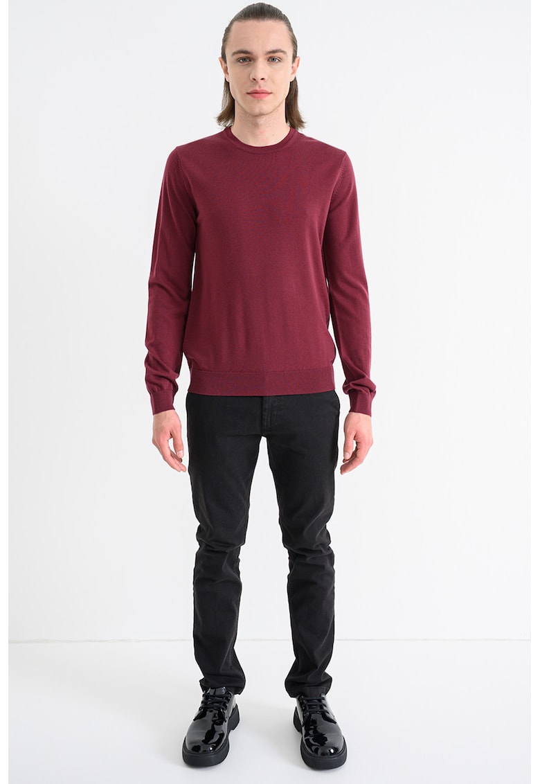 Пуловер San Cedric от необработена вълна - Тъмновиолетов HUGO