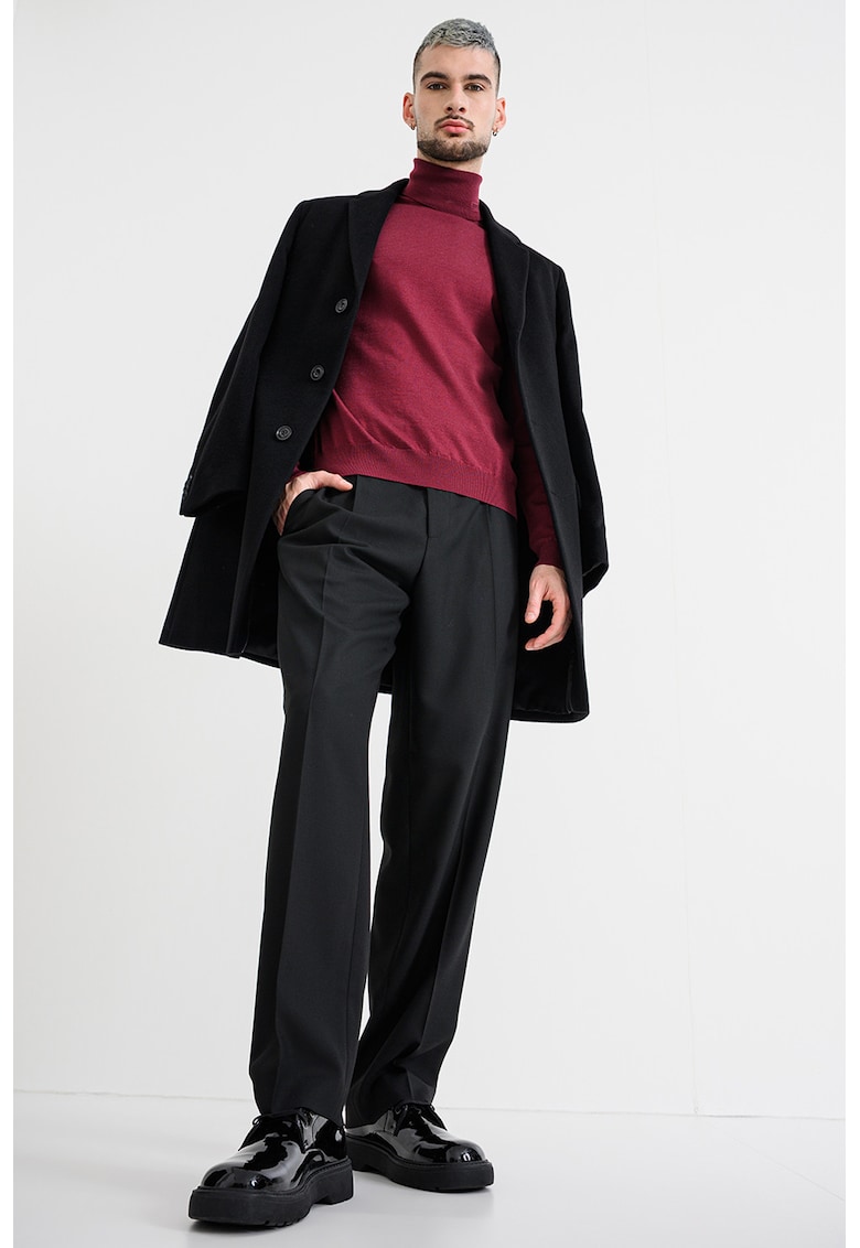 Пуловер San Thomas от необработена вълна - Бордо HUGO