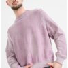 Пуловер Sebu с овално деколте - Бледа лила HUGO