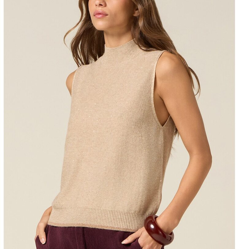 Пуловер без ръкави - Бежов Oltre