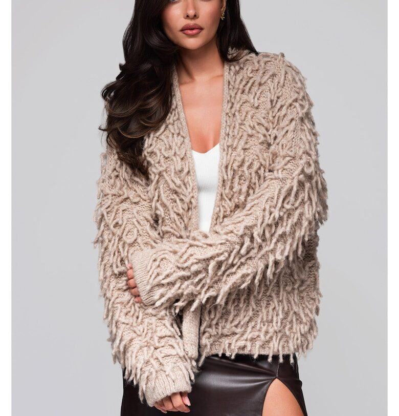 Пуловер жилетка с пискюли  LW-SWCD-0109 - Бежов Larica