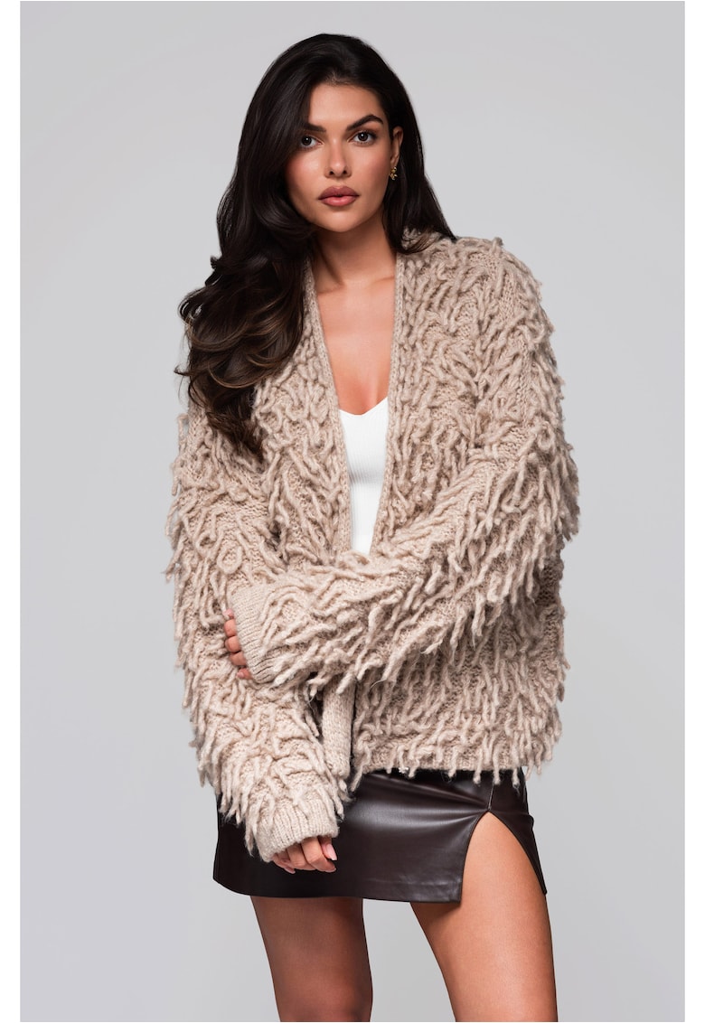 Пуловер жилетка с пискюли LW-SWCD-0109 - Бежов Larica