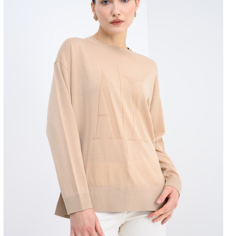 Пуловер от необработена вълна - Бежов ARMANI EXCHANGE