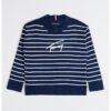 Пуловер от органичен памук с лого - Бял/Тъмносин Tommy Hilfiger
