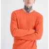 Пуловер от органичен памук с плетка осморка - Оранжев Tommy Hilfiger
