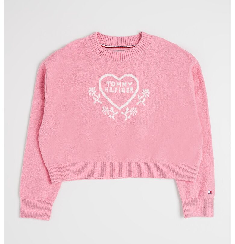 Пуловер с бродирано лого - Светлорозов Tommy Hilfiger