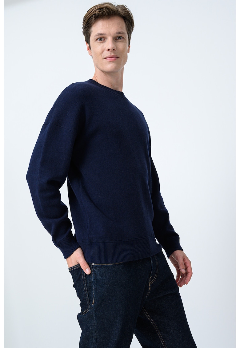 Пуловер с вълна - Тъмносин United Colors of Benetton
