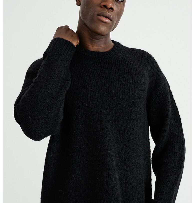 Пуловер с вълна алпака с паднали ръкави - Черен Tommy Hilfiger