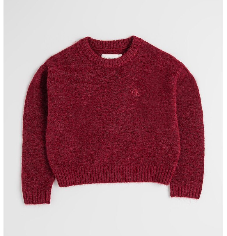 Пуловер с вълна с лого - Бордо CALVIN KLEIN