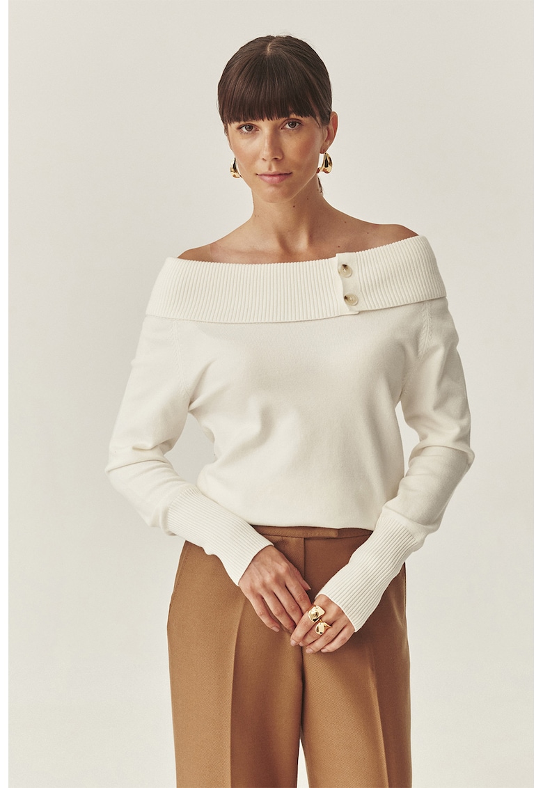 Пуловер с голи рамене - Мръснобял Tatuum