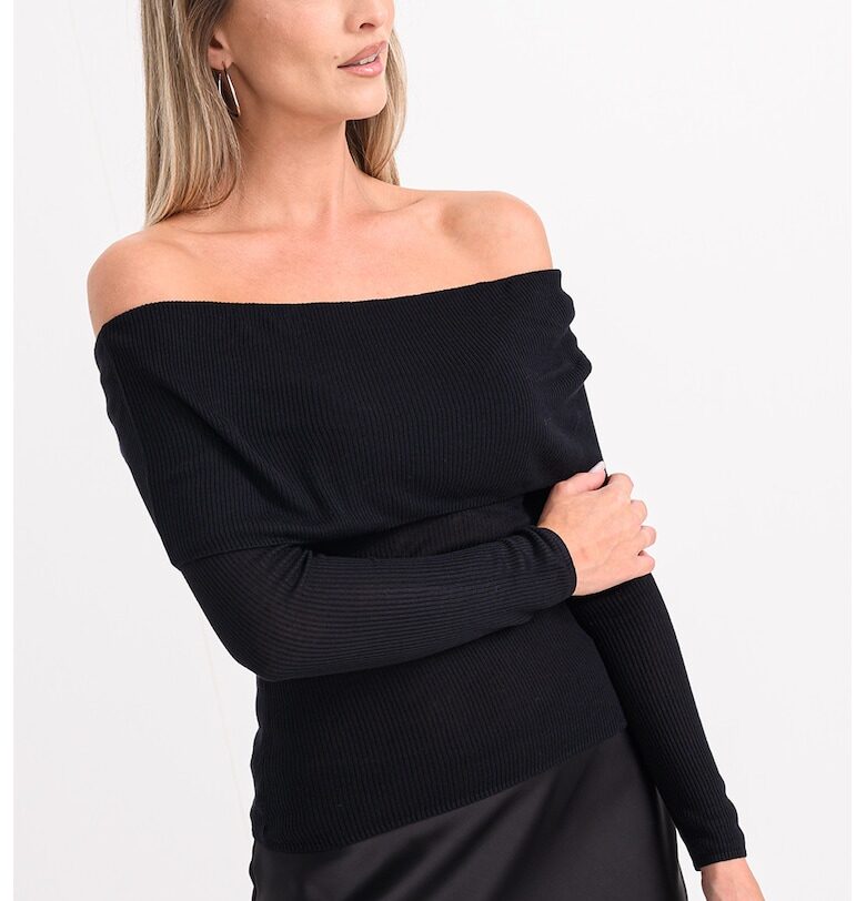 Пуловер с голи рамене - Черен GUESS