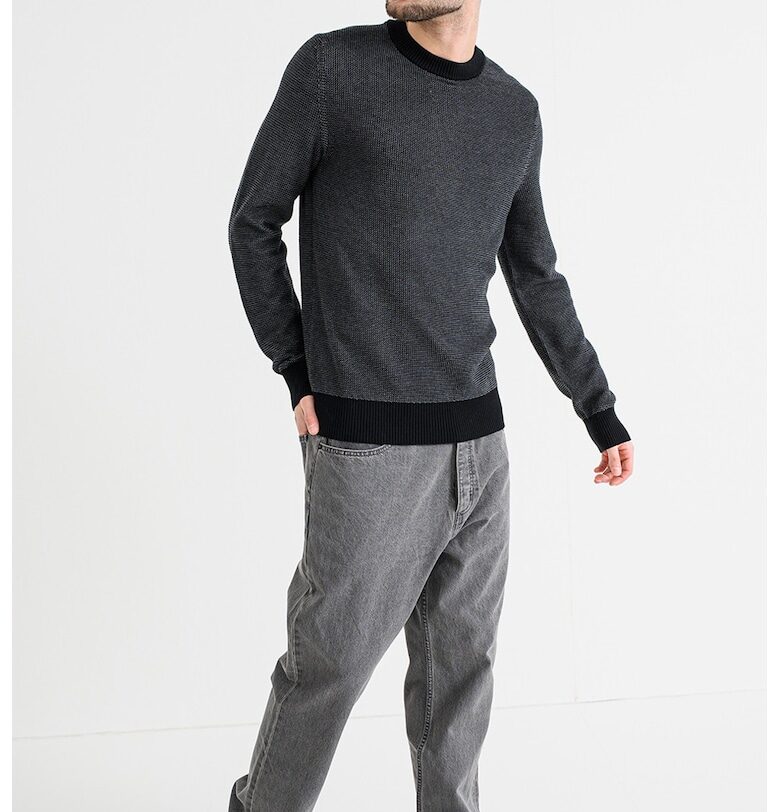 Пуловер с капок - Черен/Сив BOSS