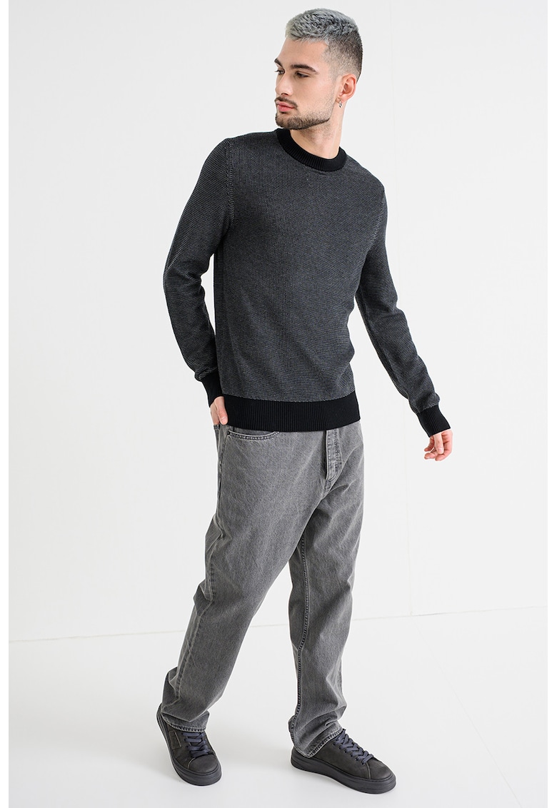 Пуловер с капок - Черен/Сив BOSS