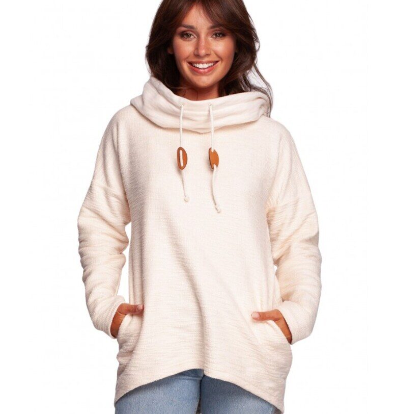 Пуловер с качулка - памук/полиестер - ванилово бяло OEM