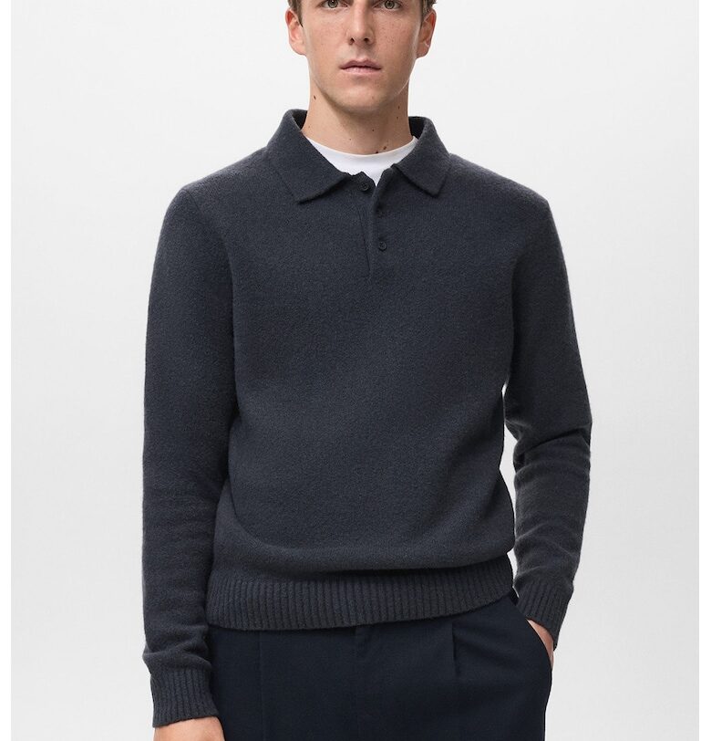 Пуловер с копчета - Тъмносин Mango