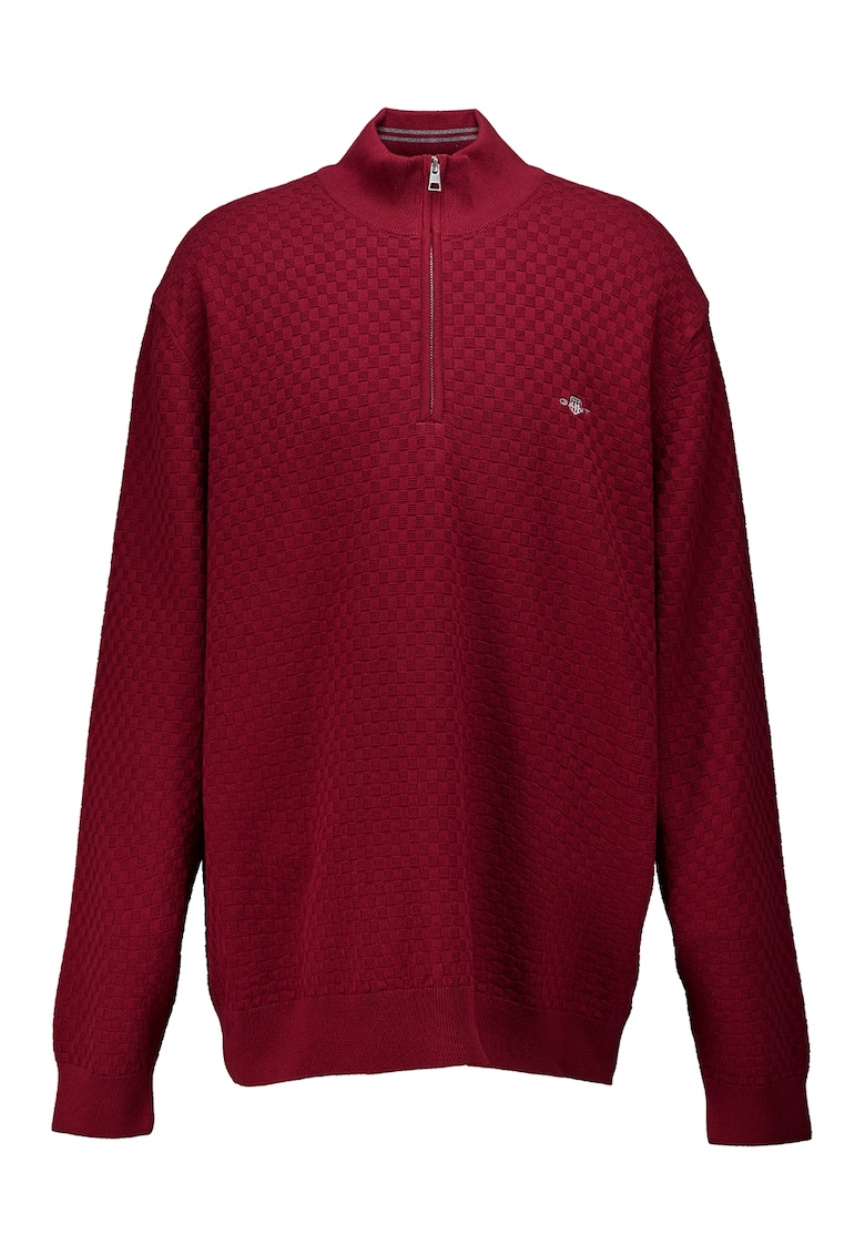 Пуловер с къс цип - Тъмночервен Gant