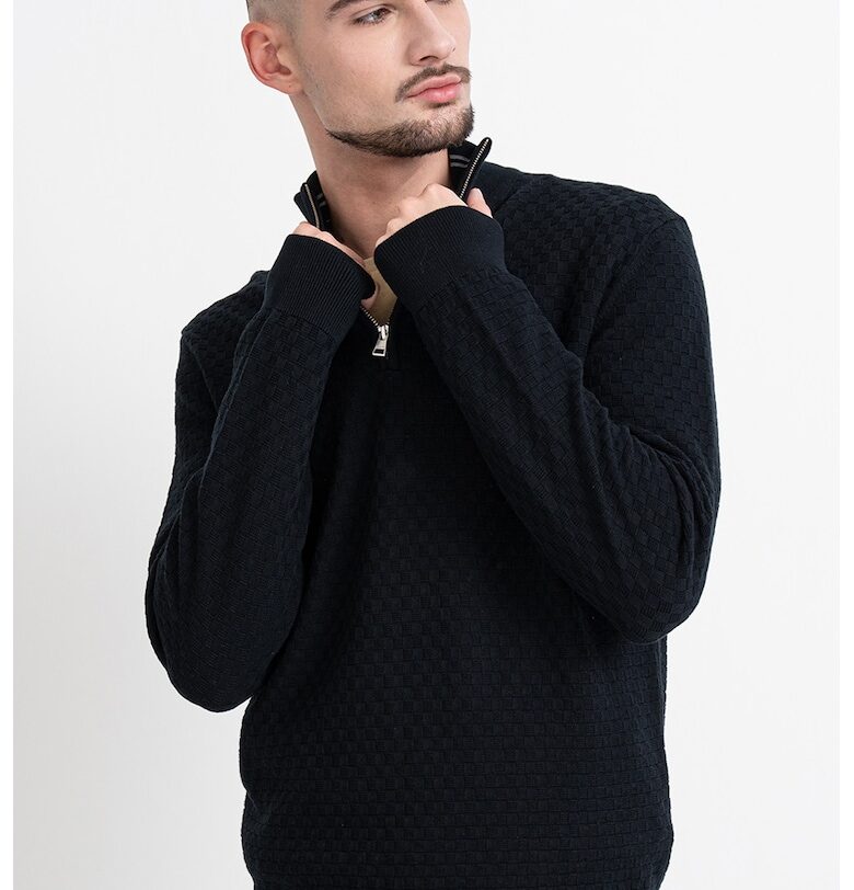 Пуловер с къс цип - Черен Gant