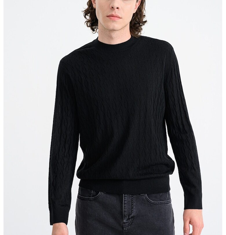 Пуловер с необработена вълна - Черен ARMANI EXCHANGE