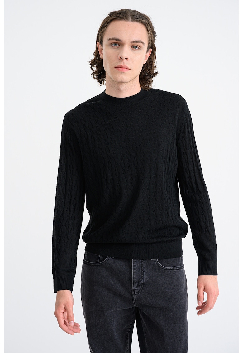 Пуловер с необработена вълна - Черен ARMANI EXCHANGE
