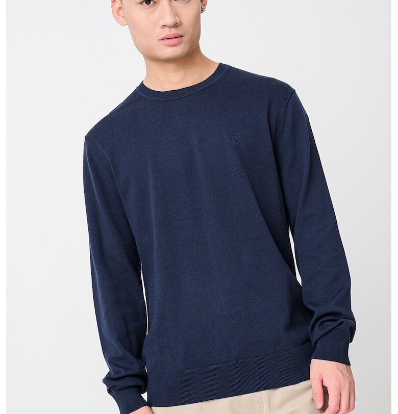 Пуловер с овално деколте - Ултрамарин синьо CALVIN KLEIN