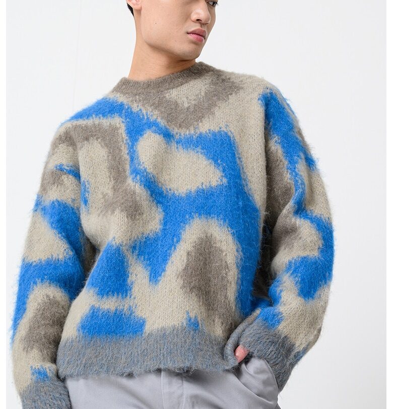 Пуловер с овално деколте - Кралско Синьо/Светлокафяв/Камел CALVIN KLEIN